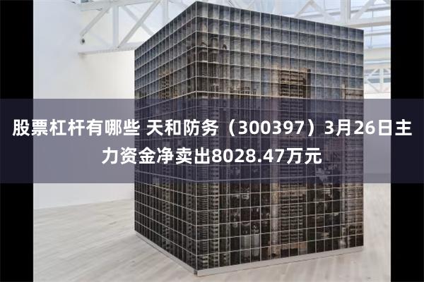 股票杠杆有哪些 天和防务（300397）3月26日主力资金净卖出8028.47万元